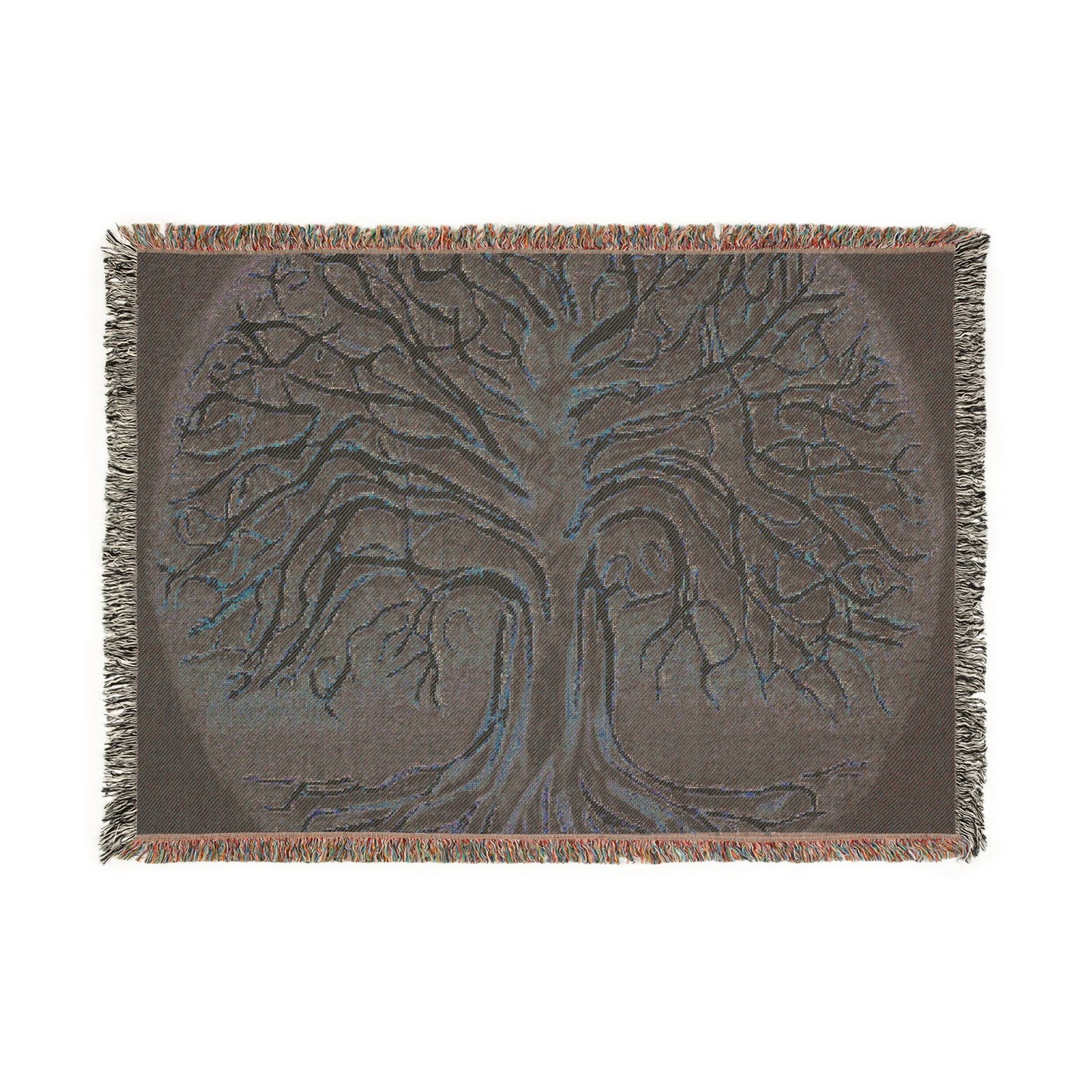 Woven Blanket: Golden Tree of Life Throw (Bohemian Decorative Tapestry Blanket)