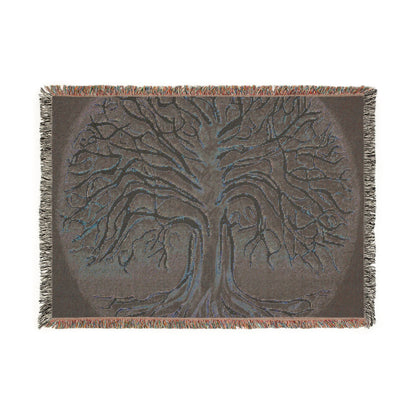 Woven Blanket: Golden Tree of Life Throw (Bohemian Decorative Tapestry Blanket)