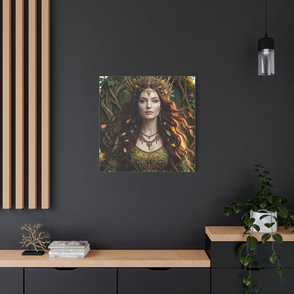Forest Goddess Canvas Print – Ethereal Redhead Portrait Matte Stretched Wall Art