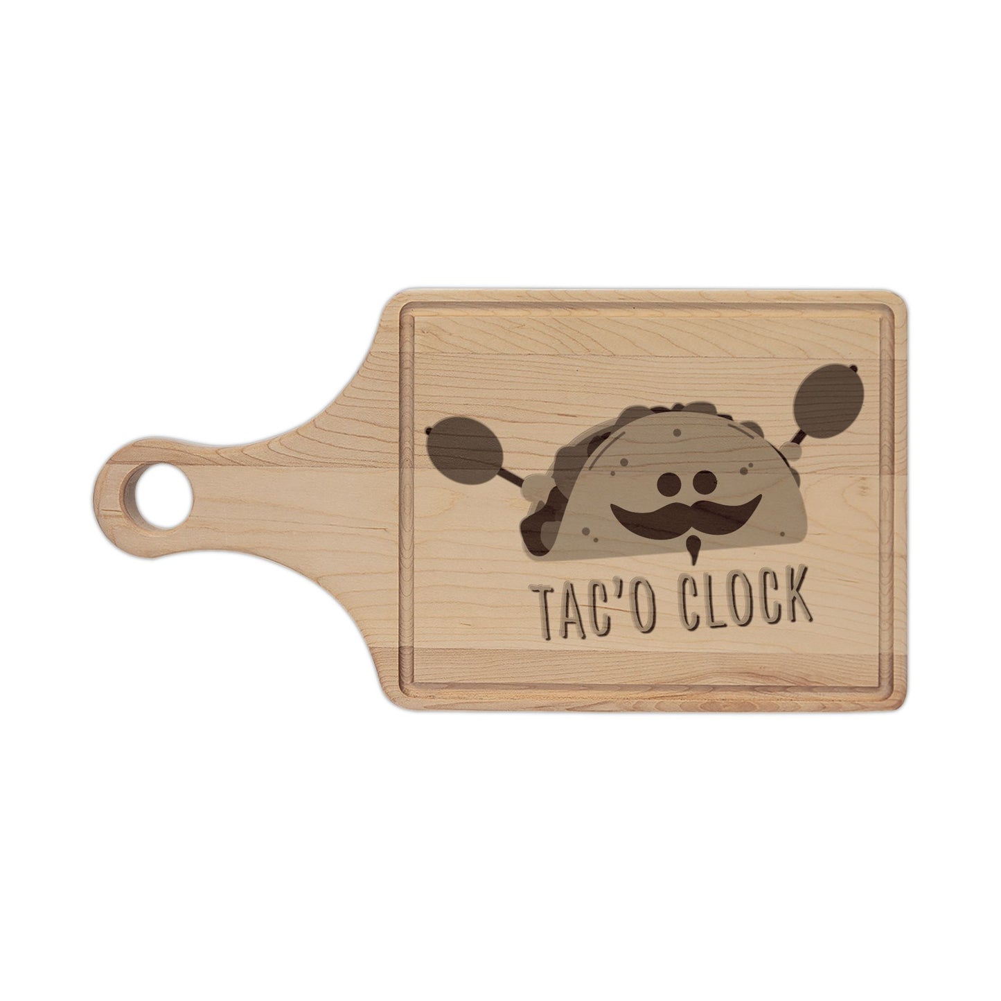 Taco Clock Engraved Wooden Cutting Board