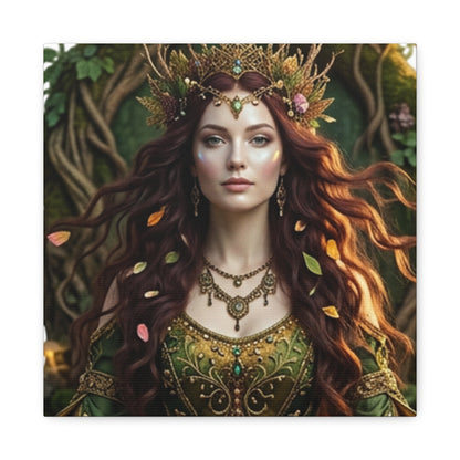 Forest Goddess Canvas Print – Ethereal Redhead Portrait Matte Stretched Wall Art