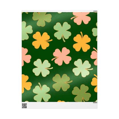 Clover Pattern Wrapping Paper — Green Shamrock Gift Wrap for St. Patrick’s Day & Spring Celebrations