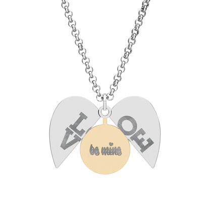 Engraved Hidden Message Heart Necklace — Split 'LOVE' Locket with Secret Disc