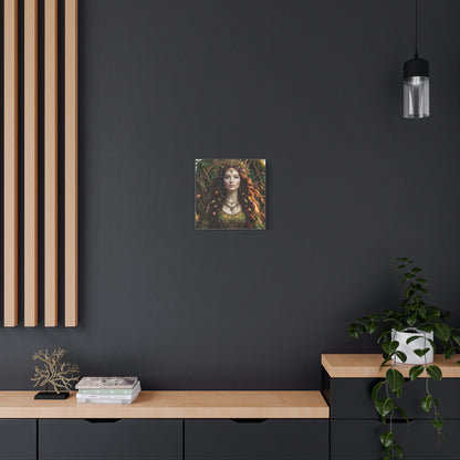 Forest Goddess Canvas Print – Ethereal Redhead Portrait Matte Stretched Wall Art