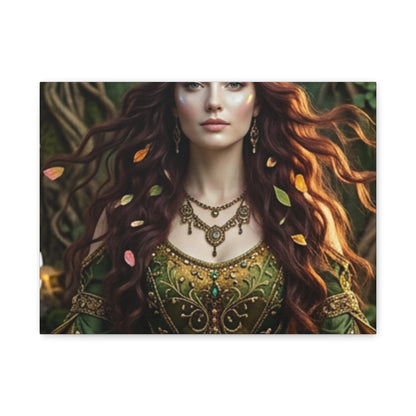 Forest Goddess Canvas Print – Ethereal Redhead Portrait Matte Stretched Wall Art