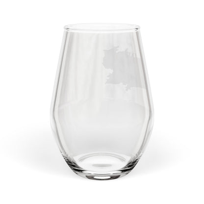 Stemless Wine Glass — Red, White & Blue 'Bed Wine Blue' Patriotic Design, 11.75oz