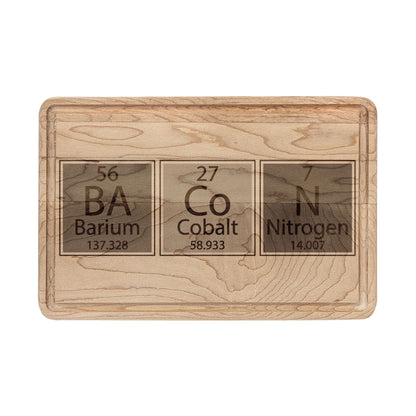 Engraved 'BaCoN' Periodic Table Cutting Board — Personalized Wooden Cutting/Serving Board for Chefs & Food Lovers
