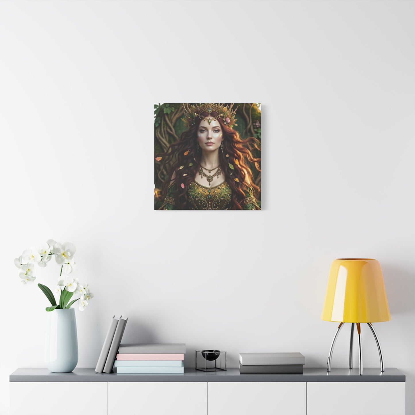 Forest Goddess Canvas Print – Ethereal Redhead Portrait Matte Stretched Wall Art
