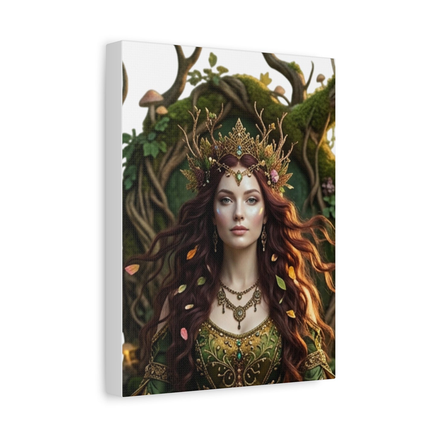 Forest Goddess Canvas Print – Ethereal Redhead Portrait Matte Stretched Wall Art