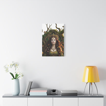 Forest Goddess Canvas Print – Ethereal Redhead Portrait Matte Stretched Wall Art