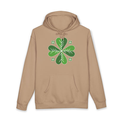 St. Patrick’s Day Clover Hoodie — Green Four-Leaf Shamrock Design
