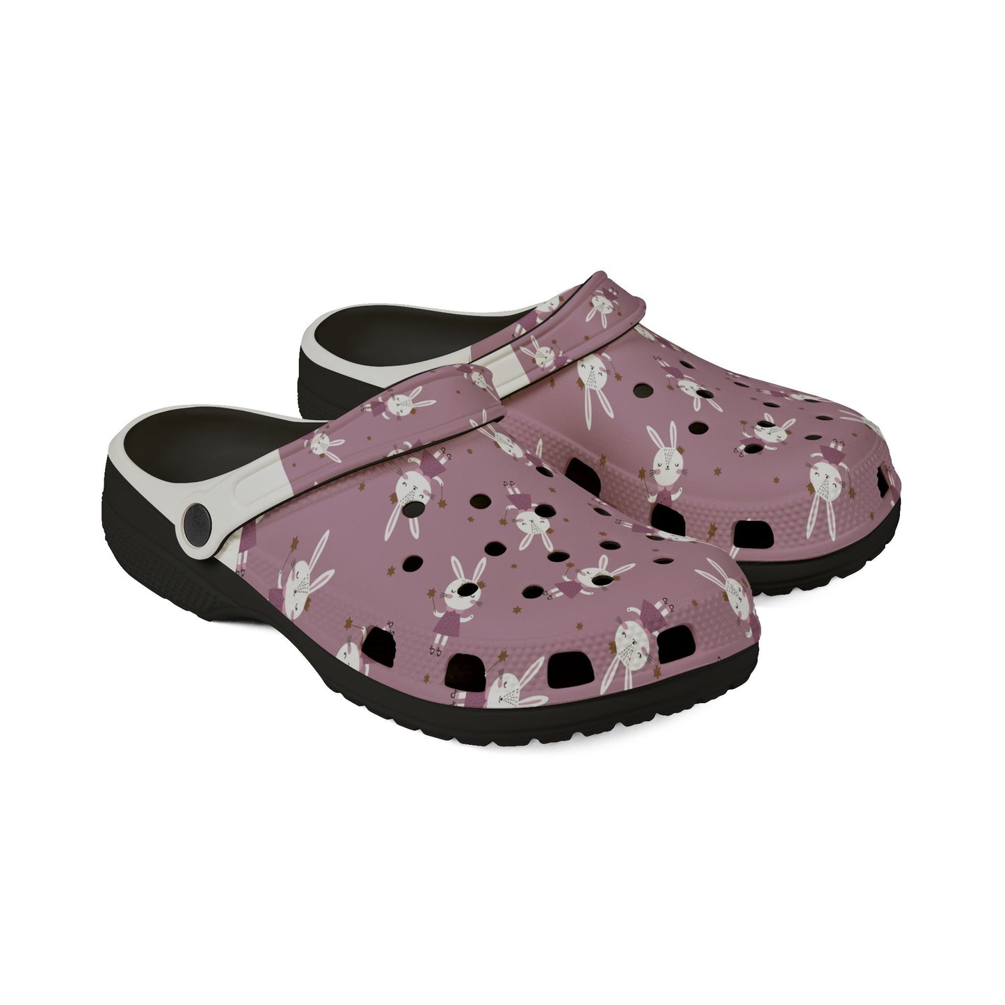 EVA Clogs — Floral Bunny Print Foam Slip-Ons
