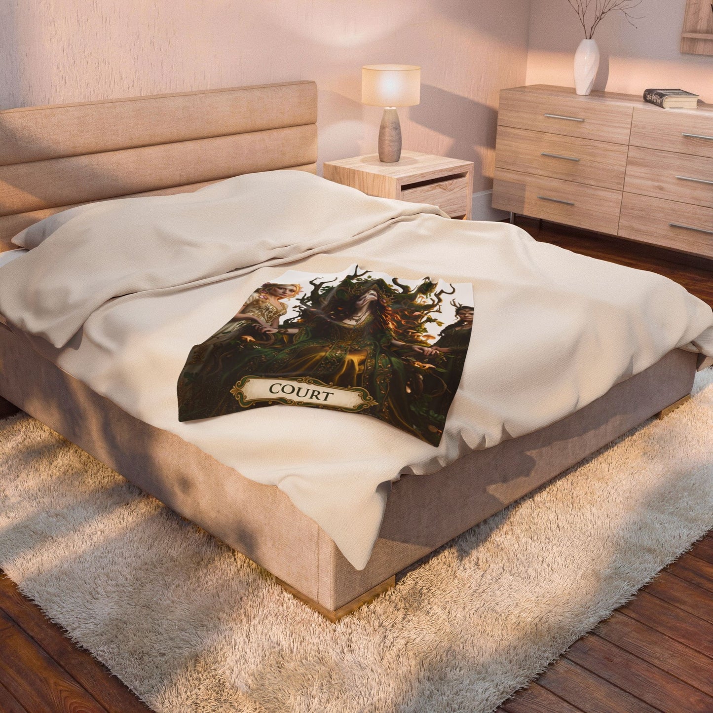 Court of the Forest Queen Velveteen Plush Blanket — Fantasy Goddess Throw