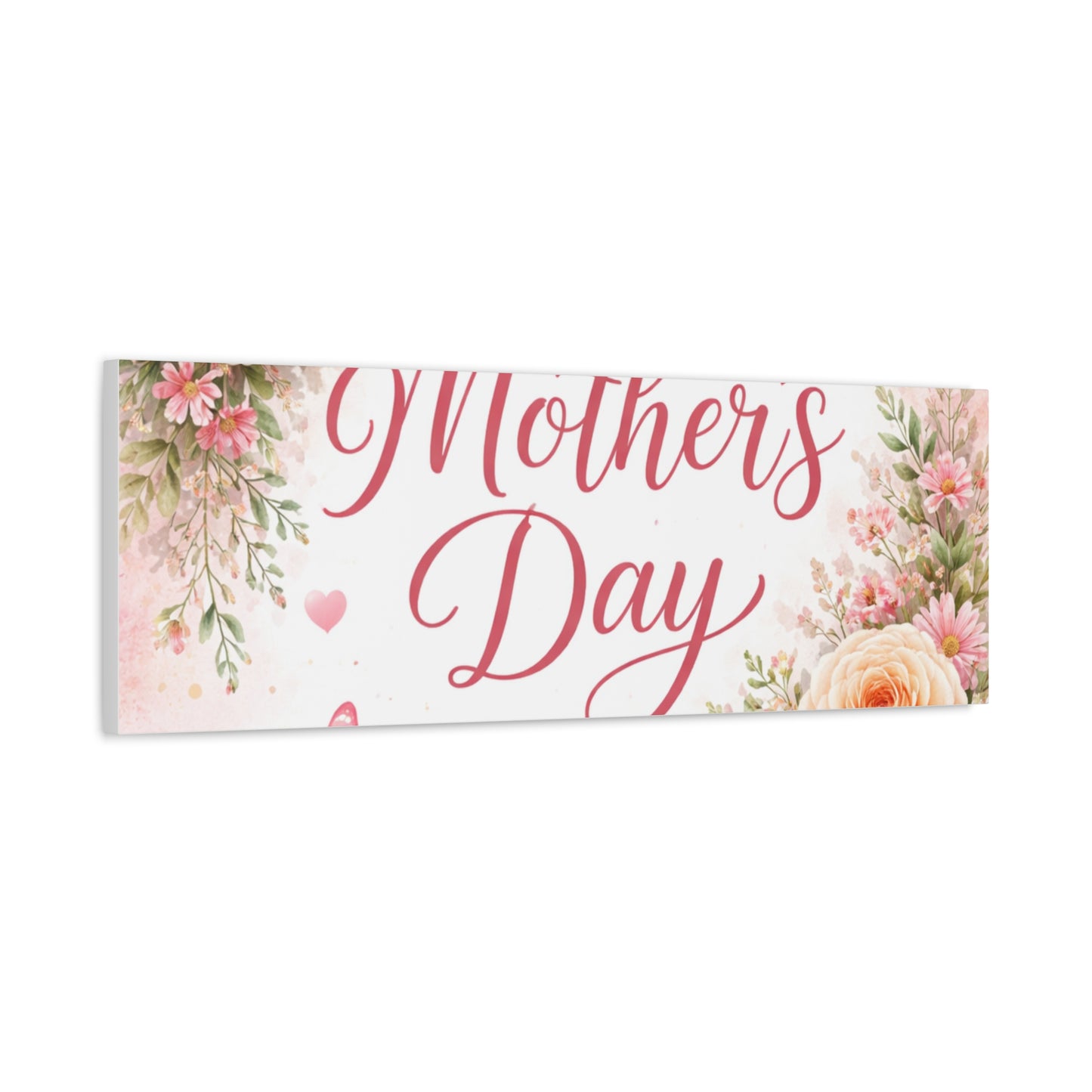 Mother's Day Canvas Wall Art - "Happy Mother's Day" Floral Stretched Matte Print