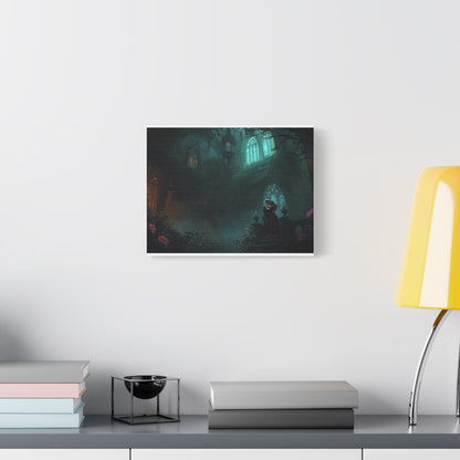 Gothic Romance Matte Canvas Wall Art — Enchanted Ruins with Lovers