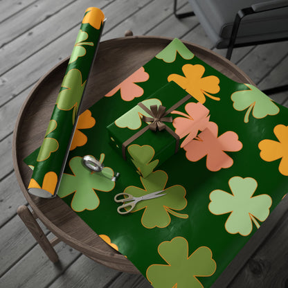 Clover Pattern Wrapping Paper — Green Shamrock Gift Wrap for St. Patrick’s Day & Spring Celebrations