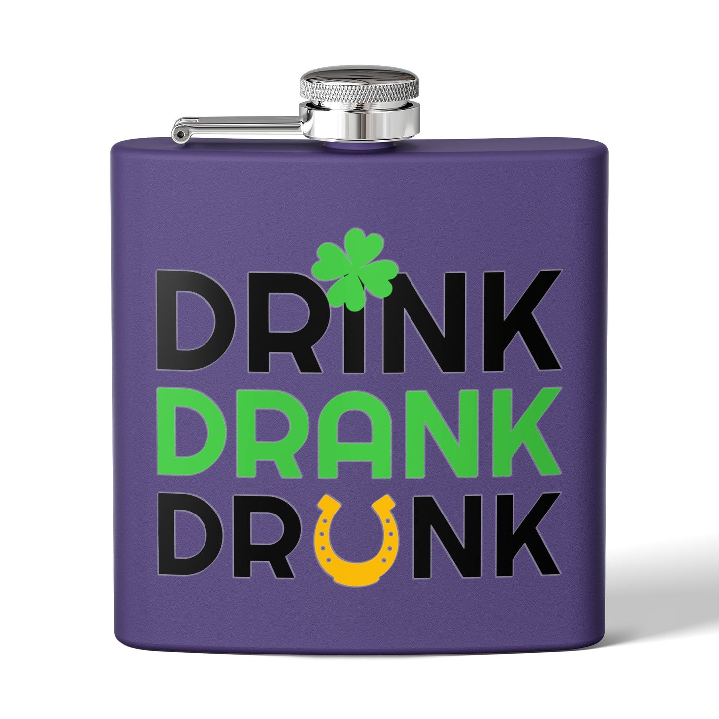 Stainless Flask — "Drink Drank Drunk" St. Patrick's Day 6oz Hip Flask