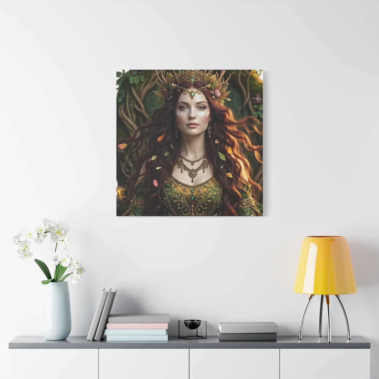 Forest Goddess Canvas Print – Ethereal Redhead Portrait Matte Stretched Wall Art
