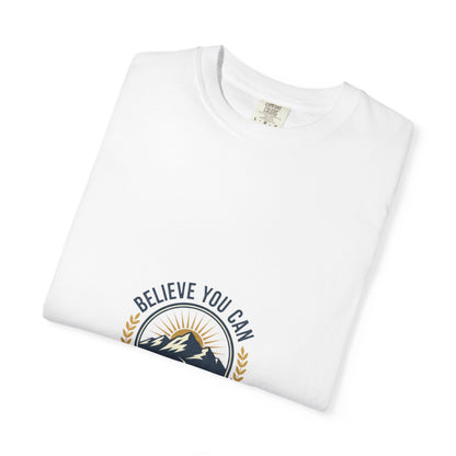 Believe You Can Mountain Motif T-Shirt
