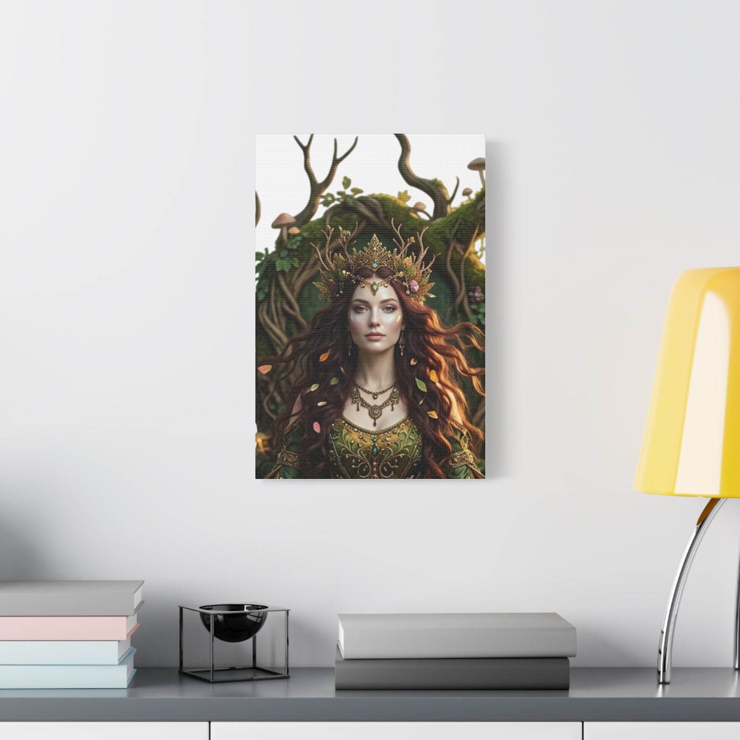 Forest Goddess Canvas Print – Ethereal Redhead Portrait Matte Stretched Wall Art