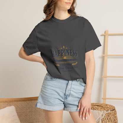 Happiness Quote T-Shirt — "Happiness is not something ready made" Inspirational Graphic Tee