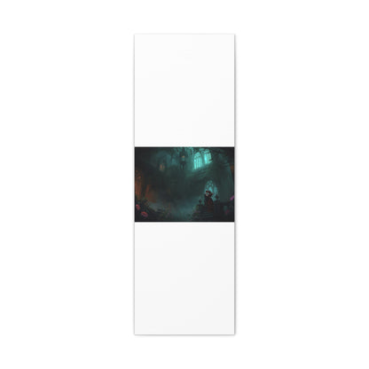 Gothic Romance Matte Canvas Wall Art — Enchanted Ruins with Lovers