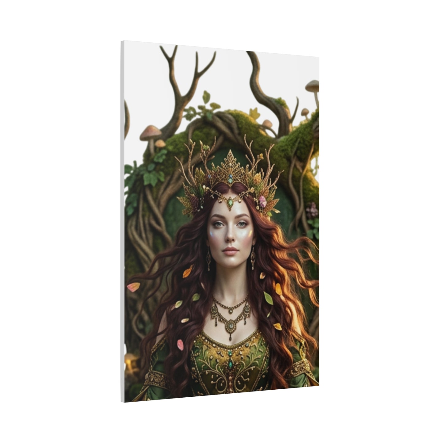 Forest Goddess Canvas Print – Ethereal Redhead Portrait Matte Stretched Wall Art
