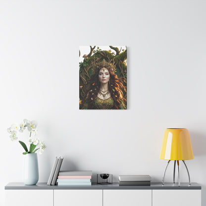 Forest Goddess Canvas Print – Ethereal Redhead Portrait Matte Stretched Wall Art