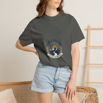 Believe You Can Mountain Motif T-Shirt