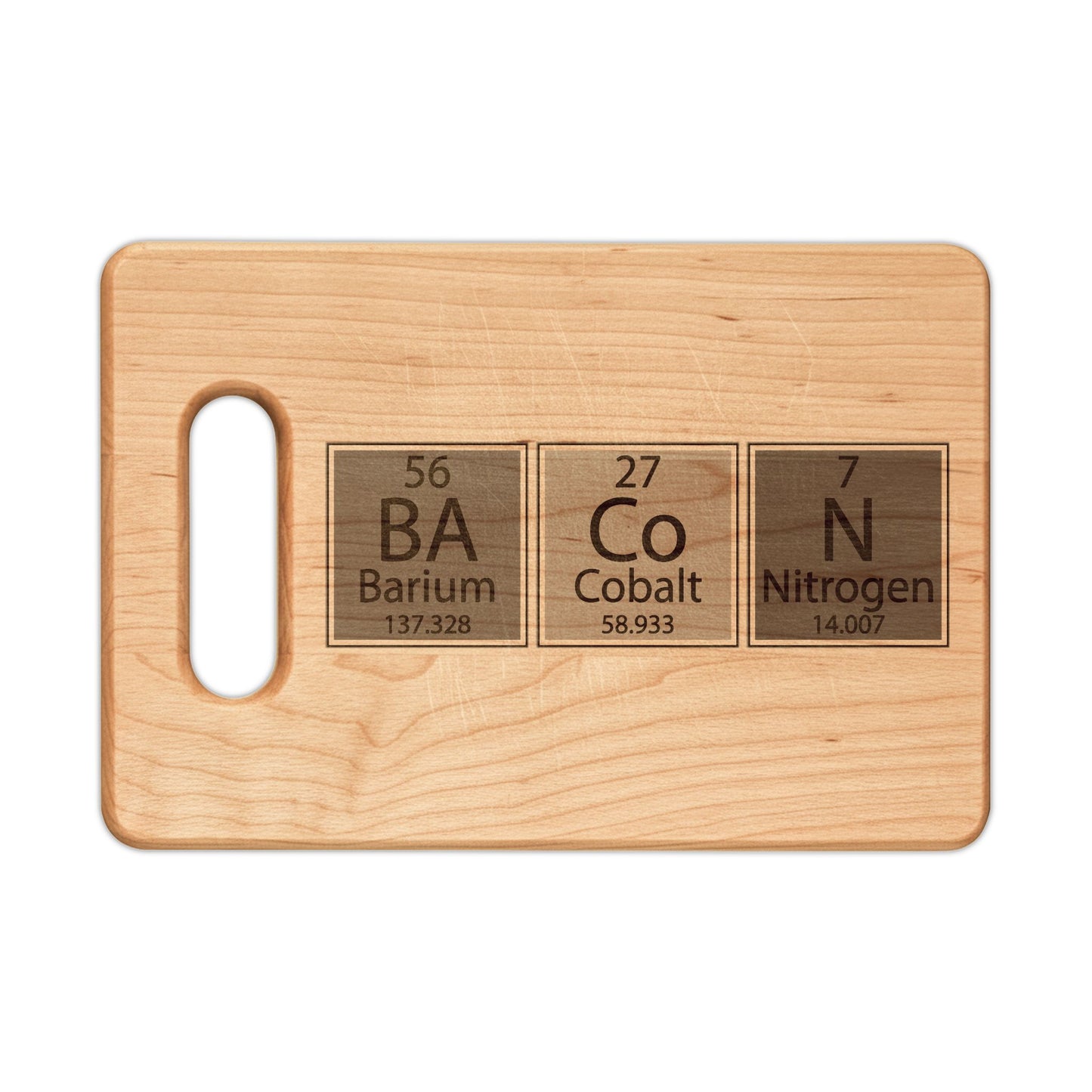 Engraved 'BaCoN' Periodic Table Cutting Board — Personalized Wooden Cutting/Serving Board for Chefs & Food Lovers