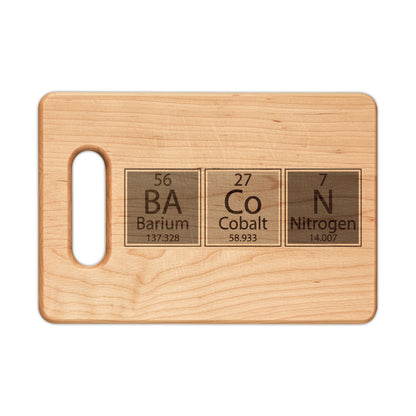 Engraved 'BaCoN' Periodic Table Cutting Board — Personalized Wooden Cutting/Serving Board for Chefs & Food Lovers