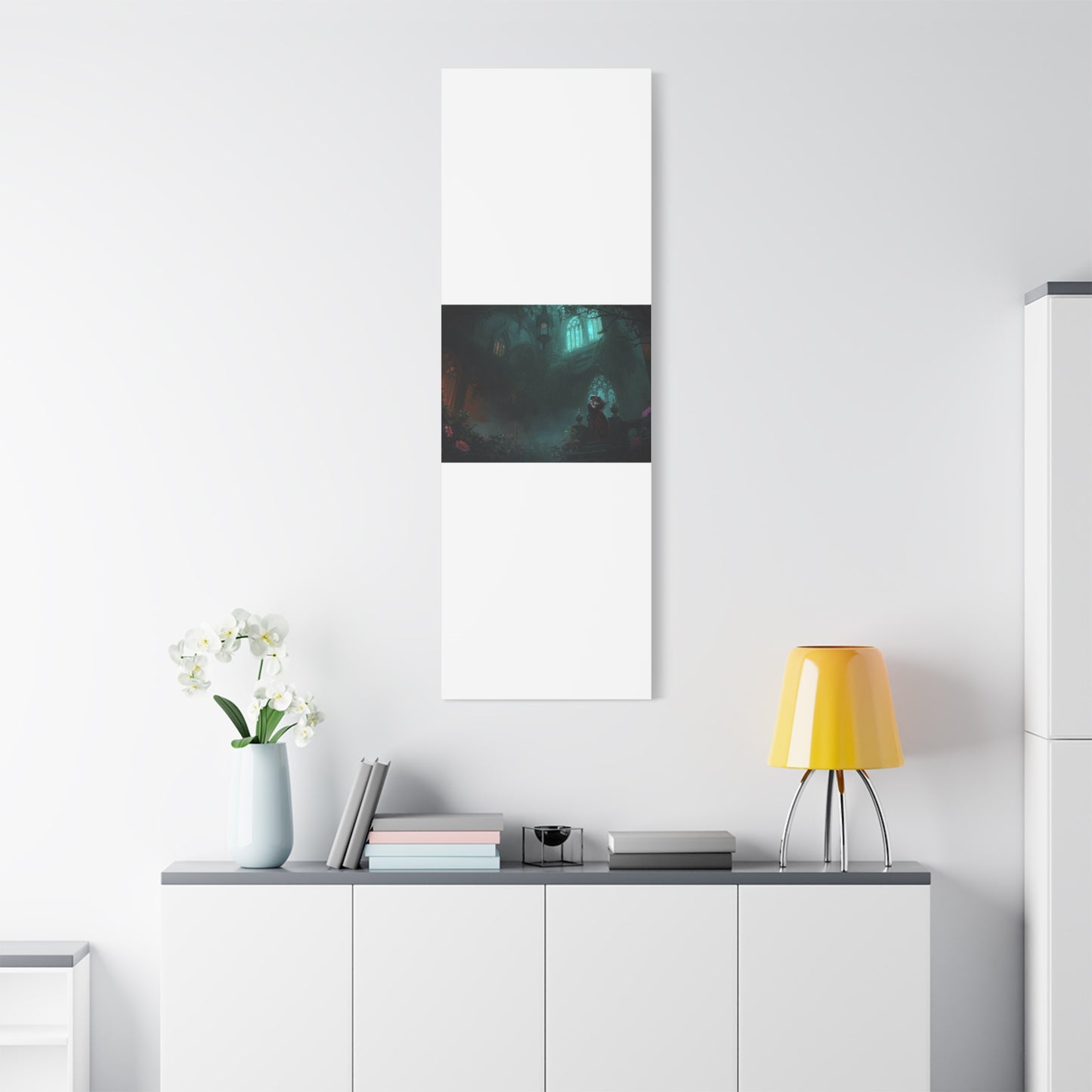 Gothic Romance Matte Canvas Wall Art — Enchanted Ruins with Lovers