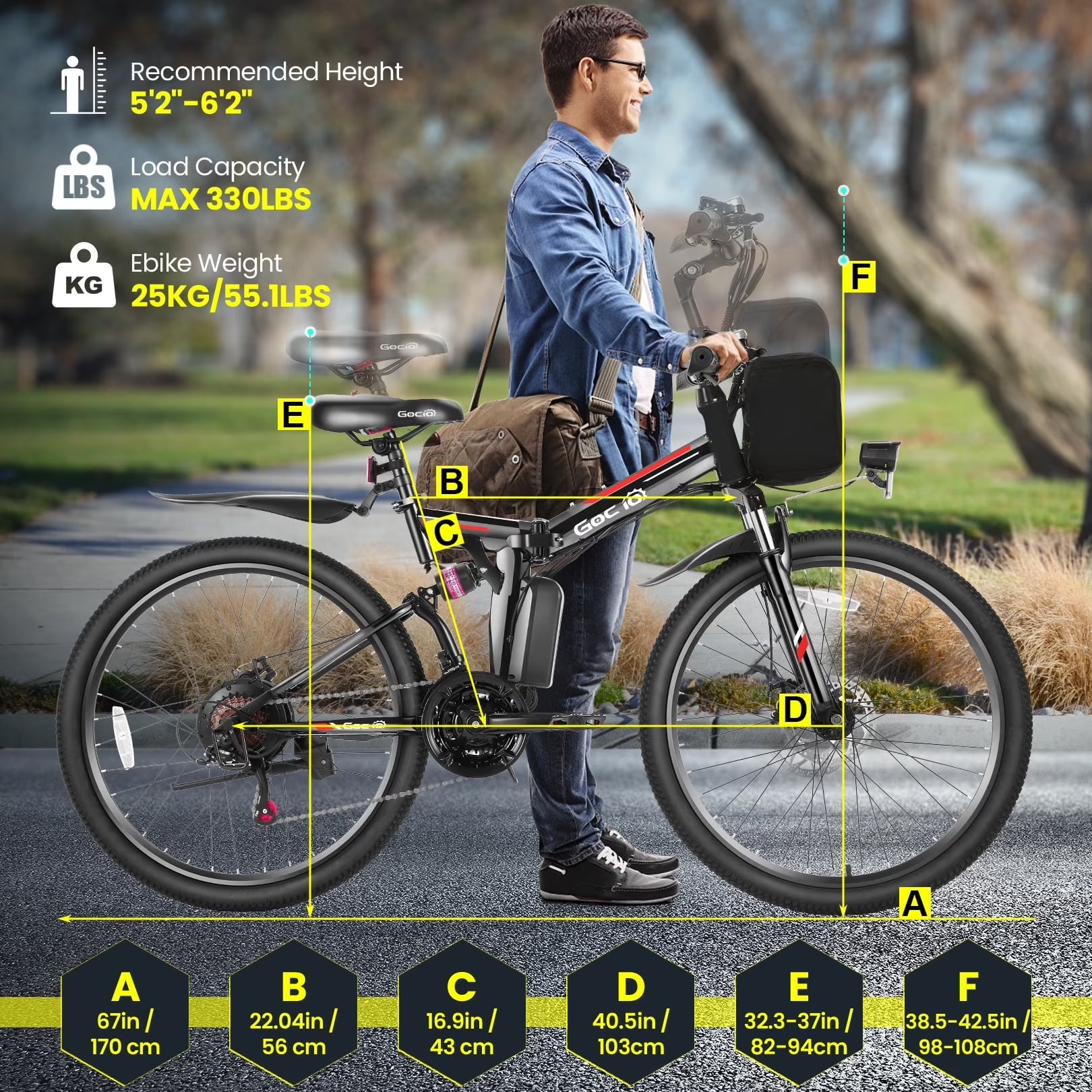 26" Folding Electric Bike for Adults, 750W Peak Motor 48V 7.8Ah Battery, 21 Speed Mountain Ebike, UL2849