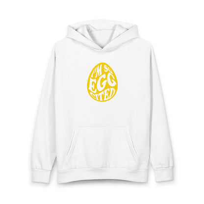 Easter 'I'm So Egg-cited' Hoodie — Cute Yellow Egg Graphic Pullover