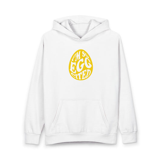 Easter 'I'm So Egg-cited' Hoodie — Cute Yellow Egg Graphic Pullover