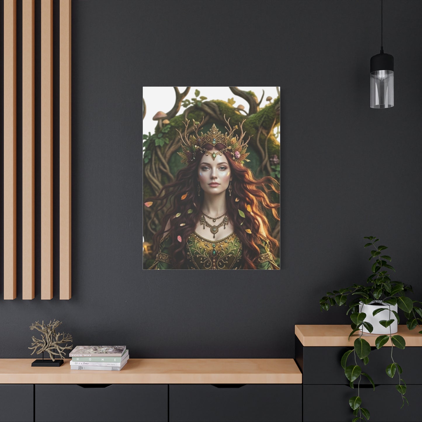 Forest Goddess Canvas Print – Ethereal Redhead Portrait Matte Stretched Wall Art