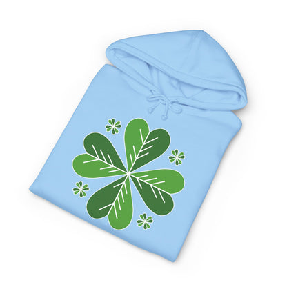 St. Patrick’s Day Clover Hoodie — Green Four-Leaf Shamrock Design