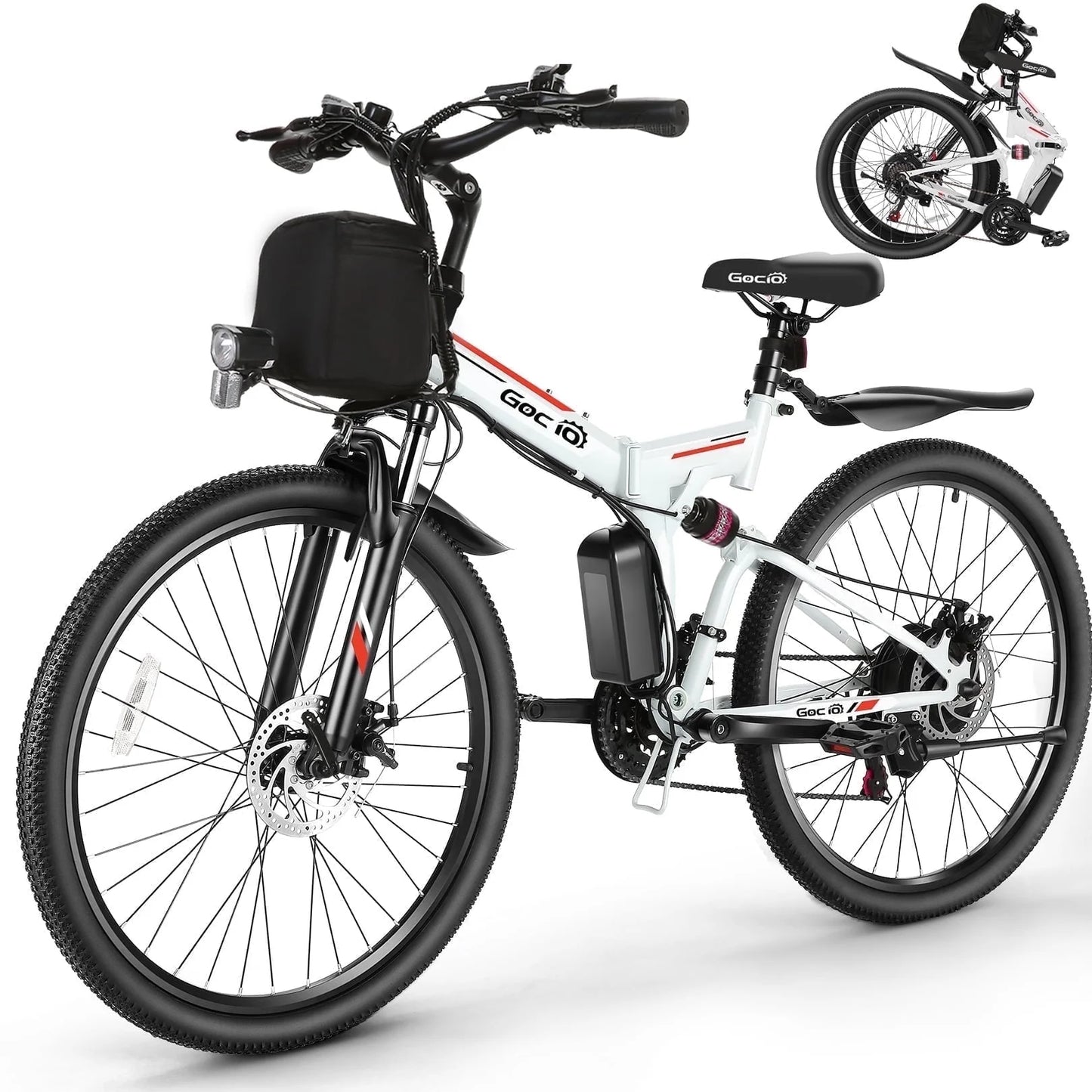 26" Folding Electric Bike for Adults, 750W Peak Motor 48V 7.8Ah Battery, 21 Speed Mountain Ebike, UL2849
