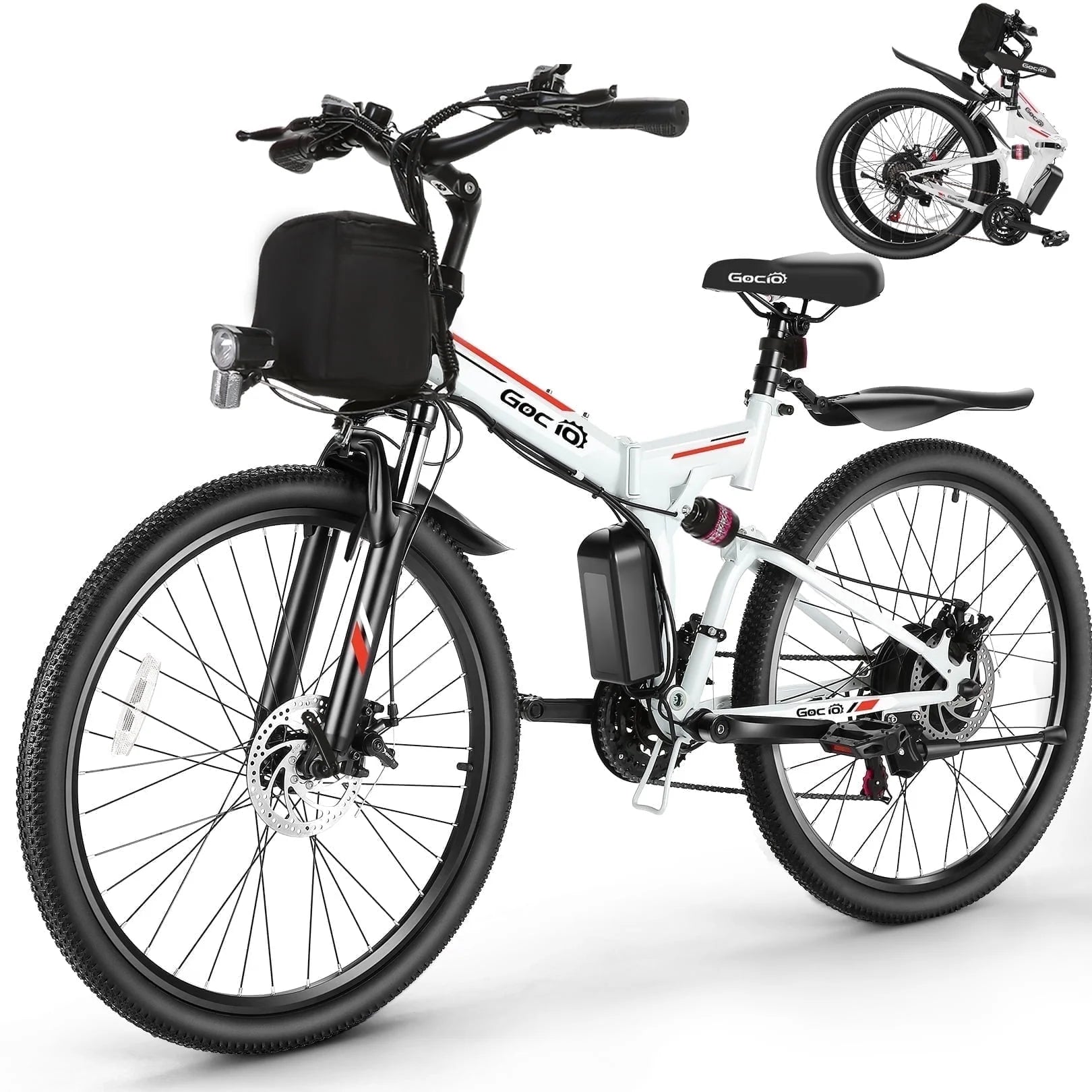 26" Folding Electric Bike for Adults, 750W Peak Motor 48V 7.8Ah Battery, 21 Speed Mountain Ebike, UL2849