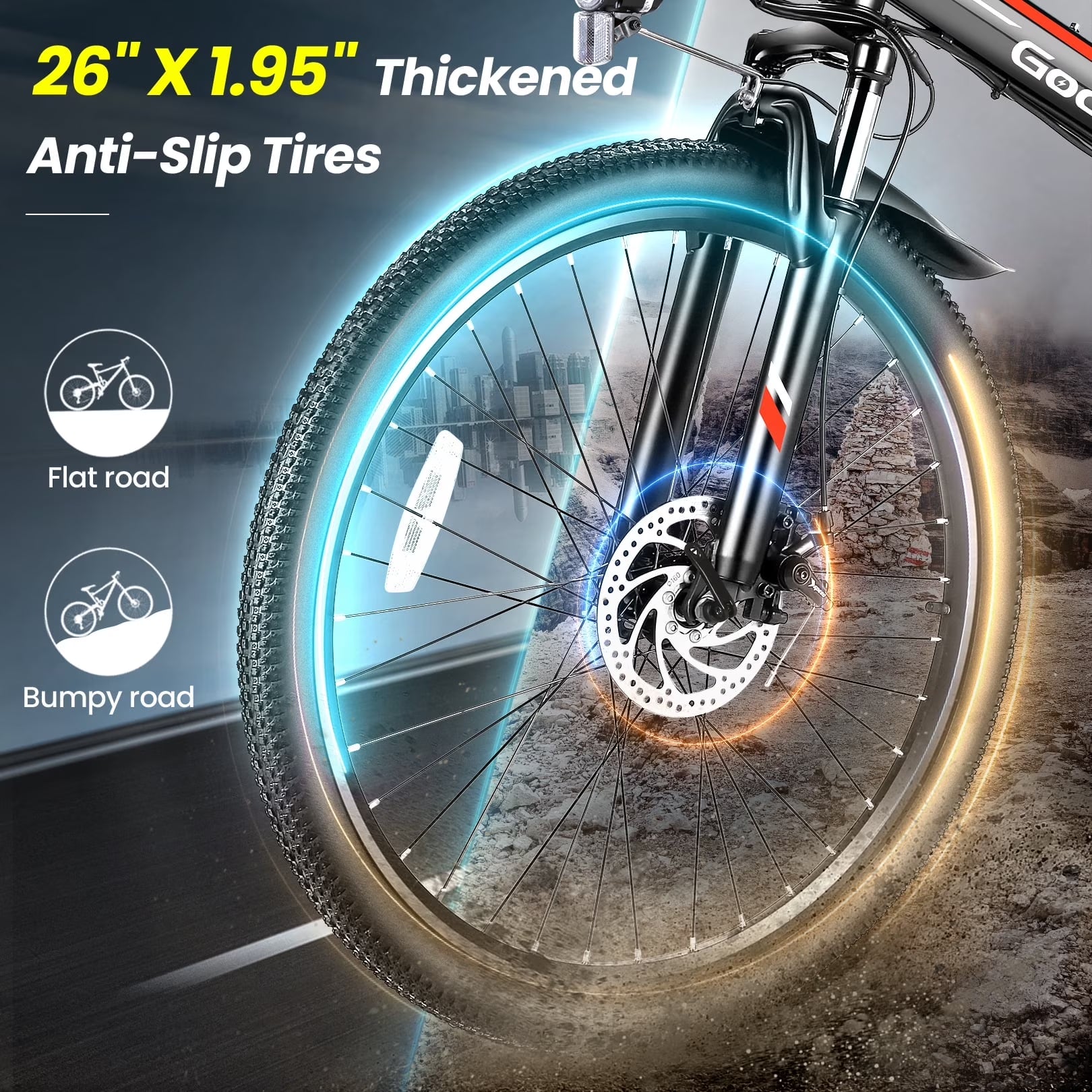 26" Folding Electric Bike for Adults, 750W Peak Motor 48V 7.8Ah Battery, 21 Speed Mountain Ebike, UL2849