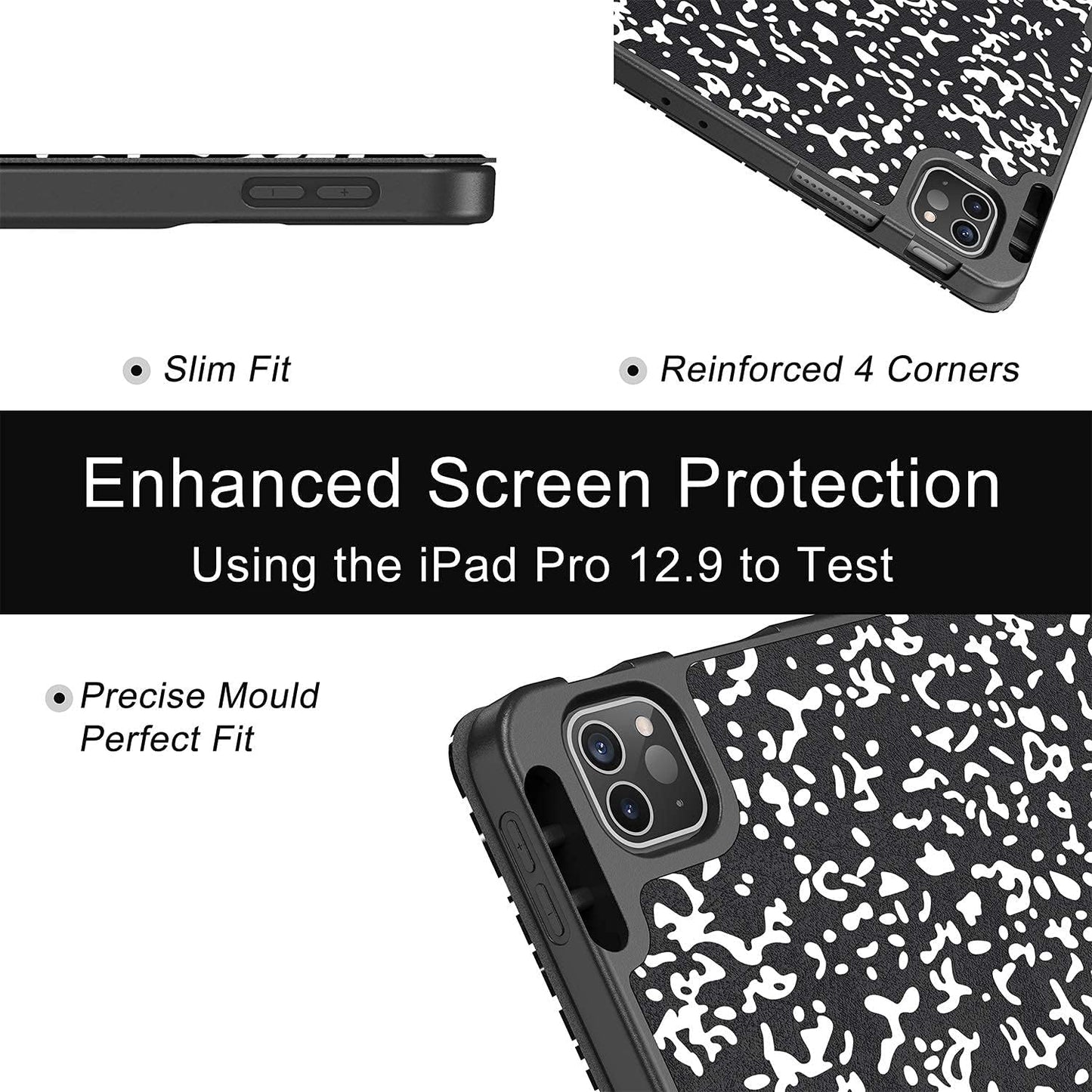 Ipad Pro 12.9 Case 2021/2022 5Th/6Th Generation with Pencil Holder,Slim Lightweight Trifold Stand Case【Pencil Charging+Auto Sleep/Wake】 Soft TPU Back Cover for Ipad Pro 12.9 Inch-Book