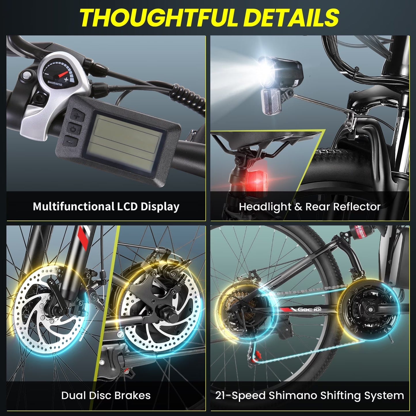 26" Folding Electric Bike for Adults, 750W Peak Motor 48V 7.8Ah Battery, 21 Speed Mountain Ebike, UL2849