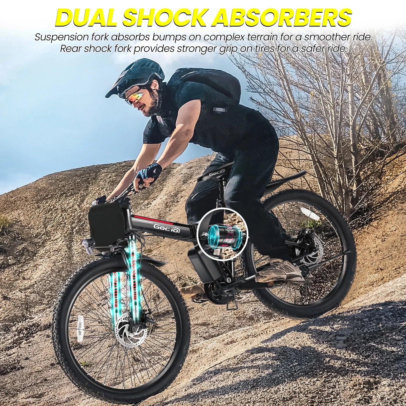 26" Folding Electric Bike for Adults, 750W Peak Motor 48V 7.8Ah Battery, 21 Speed Mountain Ebike, UL2849