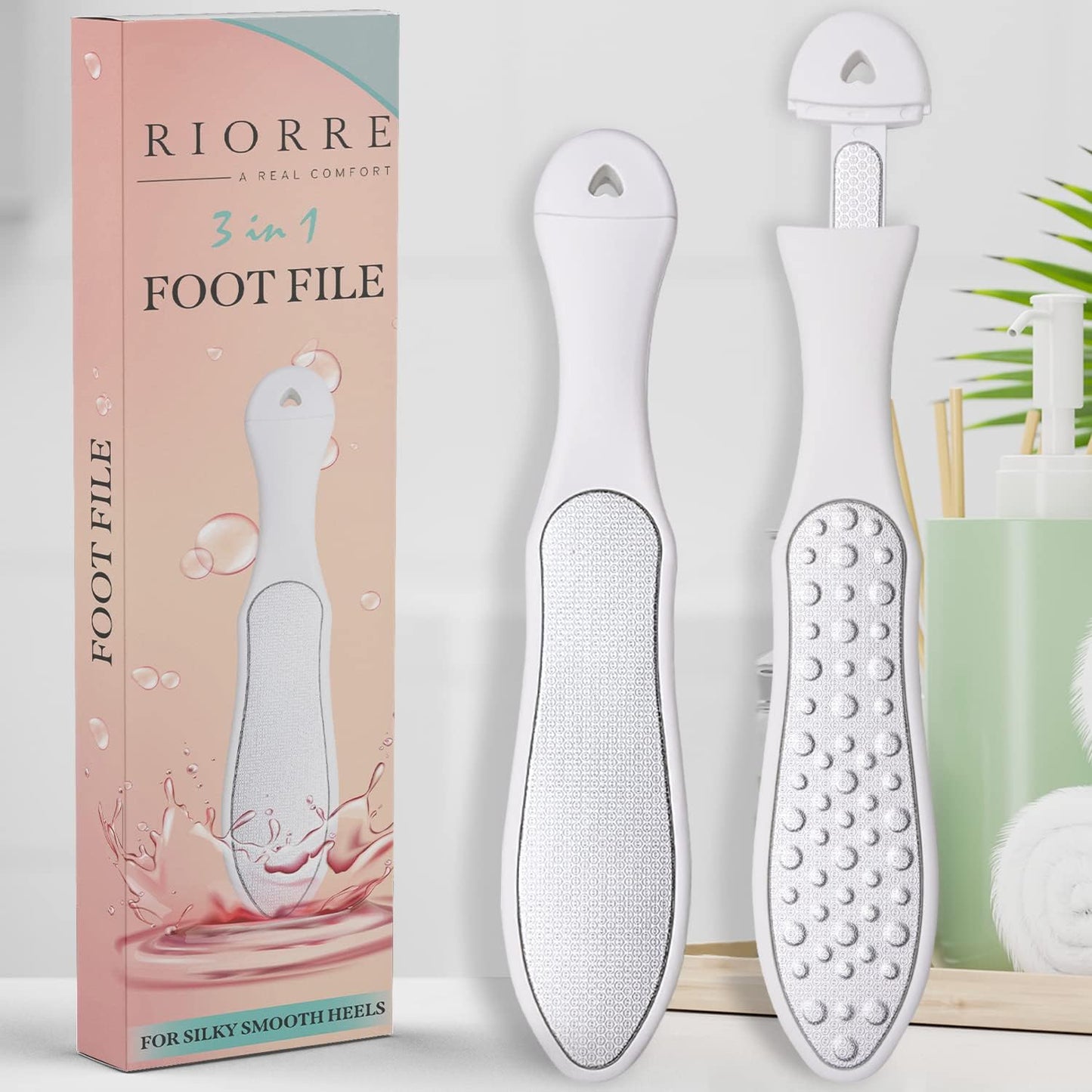 Professional Foot Scrubber for Hard Skin - Pack 1 (3 in 1) Pedicure Foot File, Foot Scraper & Callus Remover for Feet Leaving Soft & Smooth Heels